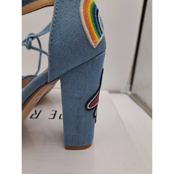 READ Cape Robbin Boho Western Denim Patches block high heel pointy toe Shoes 7 - Picture 9 of 10